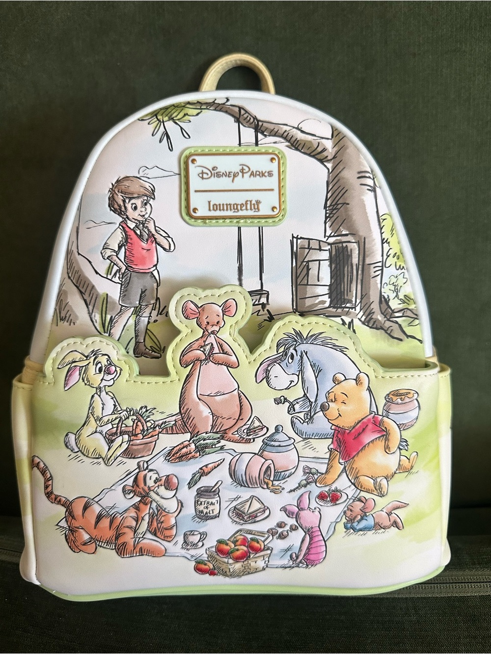 Disney Parks Loungefly Pastel Green Winnie the Pooh Picnic Mini Backpack
